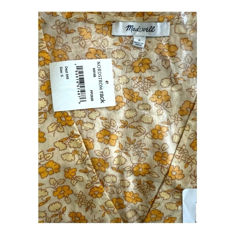 NWT Madewell Spring Fiore Floral Wrap Dress in Yellow